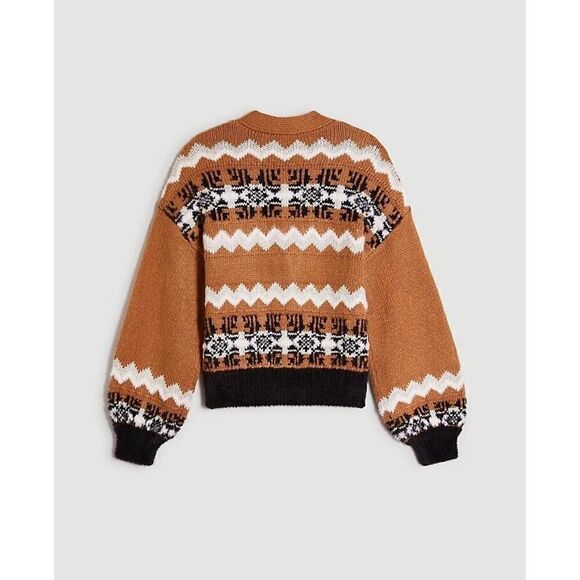 Ann Taylor Fair Isle Boyfriend Cardigan button closure sz Small - Picture 3 of 12